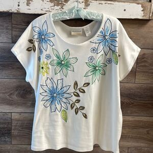 Alfred Dunner Woman , Ladies Top, Size 1X, Floral Embroidery, Assorted Colors